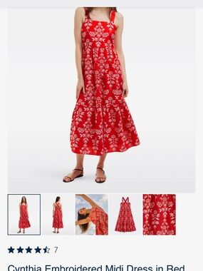 Draper James Red Embroidered Midi Skirt